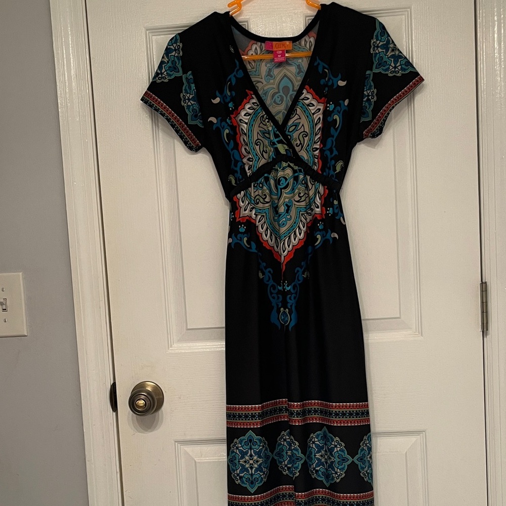 Elegant navy Blue Patterned Dress